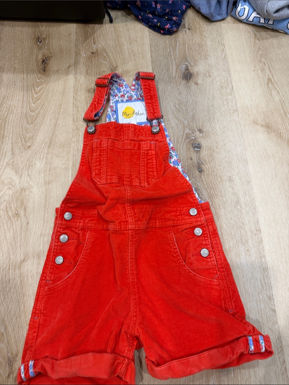 Mini Boden girls 6-7 Red corduroy overalls